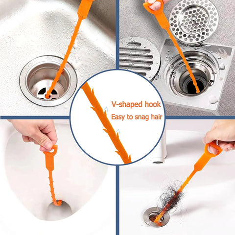 Kicking Nasty Hair Clogs Like A Pro This Flexible Drain Snake with V-shaped hook removes hair from sink drains and toilets.