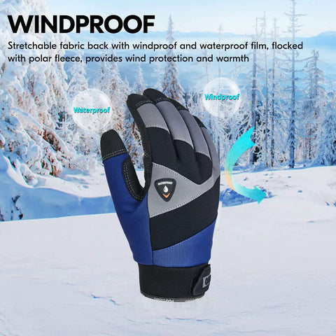 Beefy Coldproof Winter Work Gloves For Extreme Cold -20C With 3M Thinsulate 150G Insulation, Size Large, Black And Gray, SL7721FW