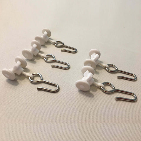 Ceiling Curtain Track Gliders Set Pack Of 10 With Plastic Body And Steel Hooks Smooth Rolling Wheels On Table