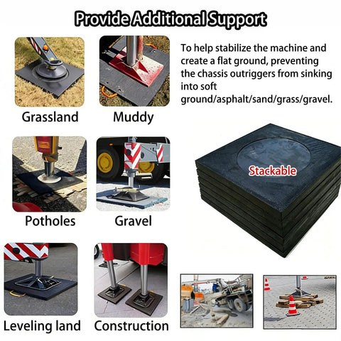 Ultra Tough Anti Sink Leveling Blocks Built Like A Tank Hdpe Jack Pads in use for stability on muddy and gravel ground.