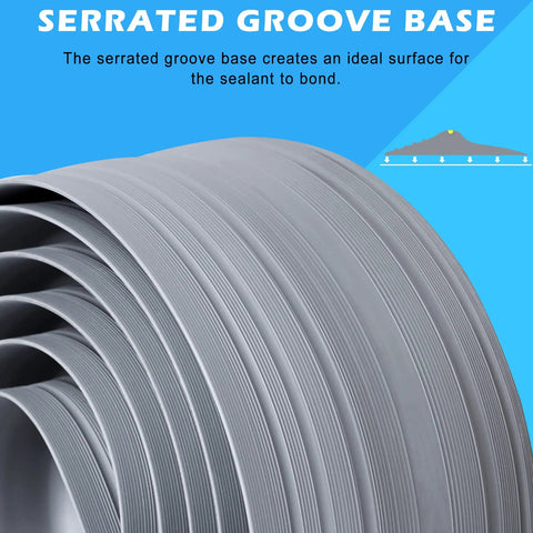 Close-up of serrated groove base of Garage Door Bottom Seal Strip Weatherproof EPDM Rubber Threshold 20 Ft Fits All Standard Doors No Adhesive