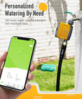 Smartphone showing app for WiFi Water Timer For Garden Hose With App And Voice Control, Weather Based Irrigation System on hose.