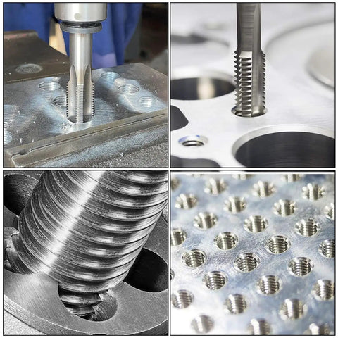 Premium M14 X 1.5 Metric Thread Tap And Die Set in High Speed Steel 6542 used for threading metal surfaces, shown in use