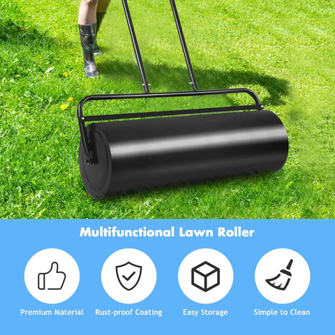 Heavy Duty Lawn Roller 17 Gallons Water Filled Sod Roller With Steel Drum And Ergonomic Handle For Park Garden Yard Use