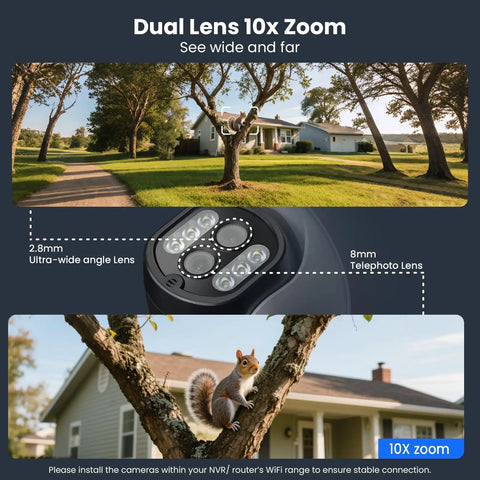 5MP 5X Zoom Auto Track Security Camera With Plug In Power Around The Clock Surveillance DZ5035 dual lens functionality demo.