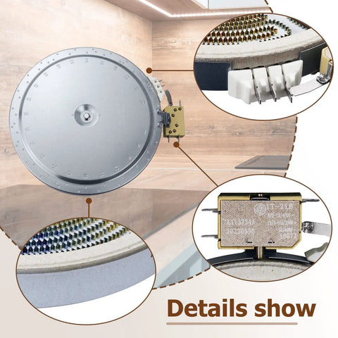 Detailed view of Dual 9 Inch Radiant Surface Element Replacement for GE Electric Cooktops and Ranges 2400W Direct Fit Swap In Works With JB645DK8WW