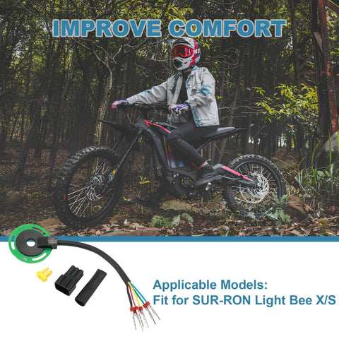 Direct Replacement Hall Sensor For SUR RON Light Bee X S Electric Motorcycle OEM Quality Performance Easy Install Seamless Fit Reliable Hall Effect Sensor For Smooth Throttle Response shown with motorcycle and forest backdrop