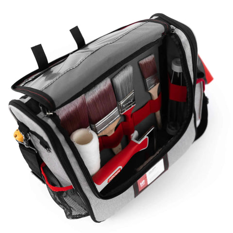 Pro Painters Tool Bag Deluxe With Adjustable Shoulder Strap Dual Sides For Applicators And Prep Tools Multiple Pockets