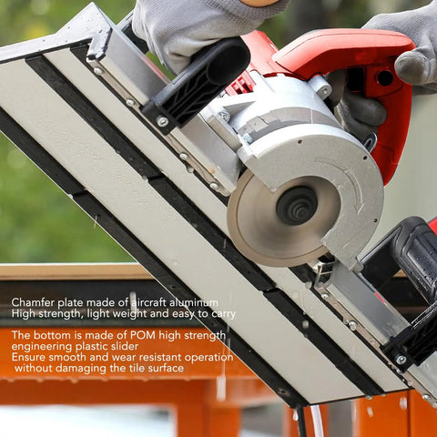 Heavy Duty Electric Tile Bevel Cutter Knocks Out Gnarly Chamfers 13000 Rpm Cutting Machine in action with aircraft aluminum chamfer plate.