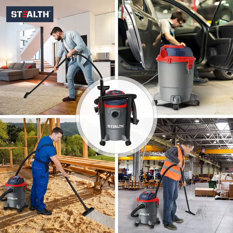 Man cleaning with 3 In 1 Wet Dry Shop Vacuum Cleaner With Blower Beast Of A Vacuum For Garage And Home Five Gallon Portable Heavy Duty