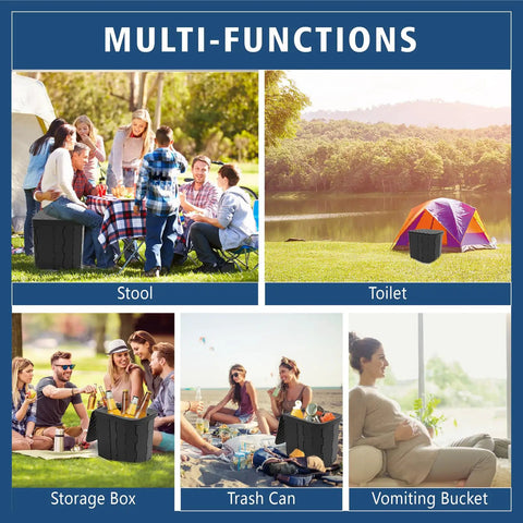 Multi-functional uses of Dope Quality And Rock Solid XL Portable Folding Camping Toilet That Handles Four Hundred Pounds.