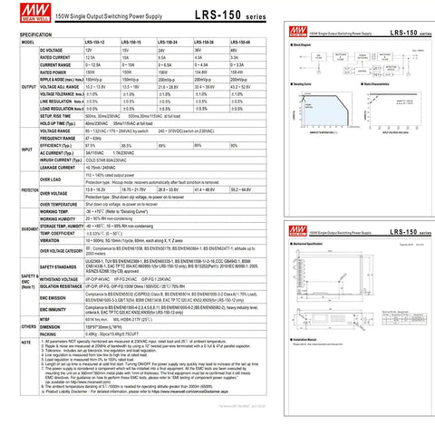 Heavy Duty 24V 150W Switching Power Supply Pushing A Solid 6.5 Amps Low Profile Chassis technical specifications guide.