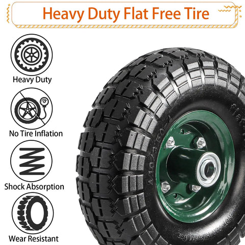 Two Pack Ten Inch Replacement Flat Free Tires For Wheelbarrows Dollies Garden Wagons Carts Hand Trucks And Lawn Mowers