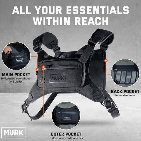 Water Resistant Running Vest Chest Pack With Phone Holder Lightweight Training Pack With Extra Storage And Reflective Details