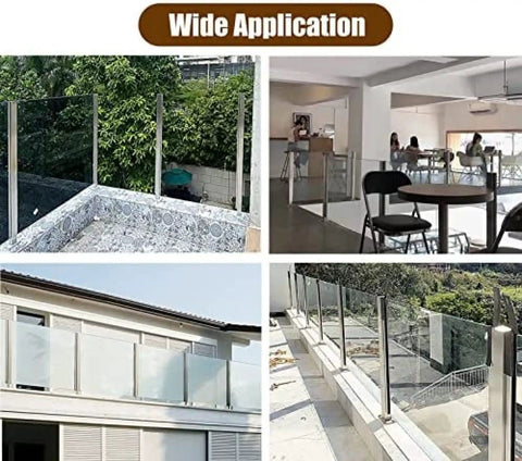 Hella Durable 304 Stainless Steel Corner Post For Glass Railing With Rock Solid Rectangle Base built tough for balcony and hotel use.