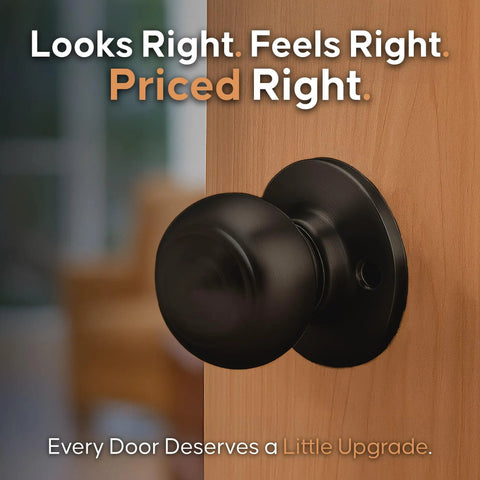 Colonial Style Tuscan Bronze Passage Interior Door Knob, ANSI Grade 3 Certified Heavy Duty Handle on wooden door