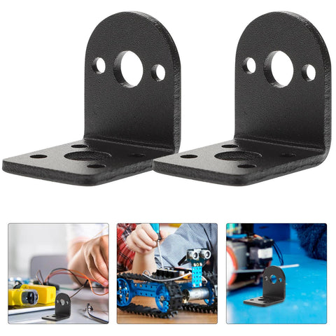 Six pack 25mm DC gear motor mounting brackets, L shaped iron stands for secure motor installation, suitable for DIY robotics projects