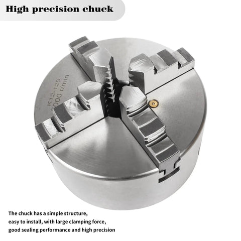 5 Inch 4 Jaw Self Centering Lathe Chuck K12 125mm for CNC Router Engraver Milling Machine, metal jaws, high precision view