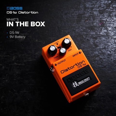 Orange Ds-1W Special Edition Waza Craft Distortion Pedal for Electric Guitar with knobs on dark background