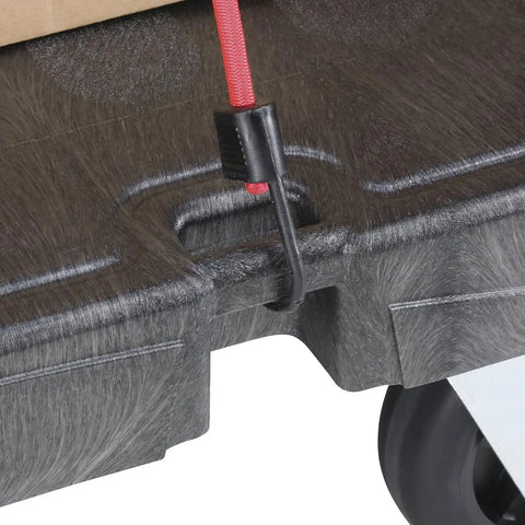 Rock Solid 36 by 24 Inch Platform Truck Rated for 1000 Pounds Built like a Tank showing textured grip surface and secure strap.