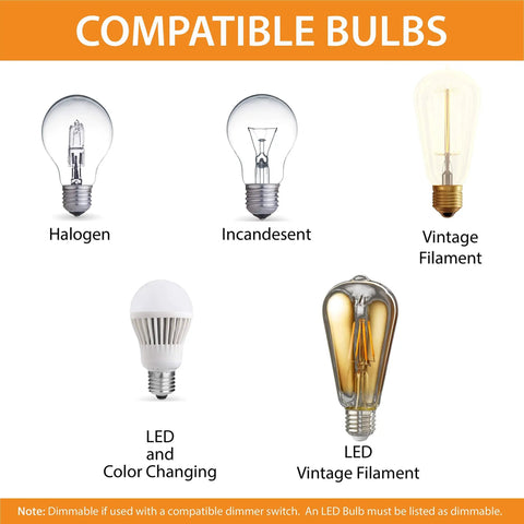 Halogen, Incandescent, Vintage Filament, LED Color Changing, LED Vintage bulbs compatible with Rustic Tree Sconce Wall Light