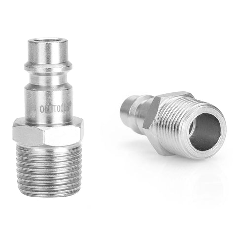 Close-up of High Flow 7 Piece Air Coupler And Plug Kit With One Quarter Inch Body And Three Eighth Inch NPT Quick Connect Fittings
