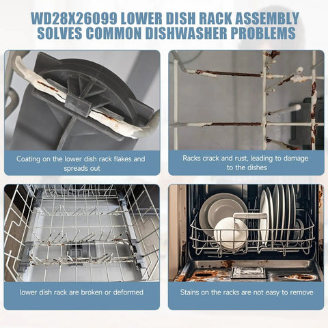 Replacement Lower Rack For GE Dishwashers That Fits WD28X34744 WD28X26099 And Other Compatible Part Numbers, rusted lower rack