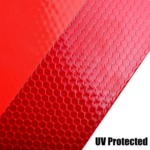 Close-up of red reflective surface on Heavy Duty Aluminum Slow Moving Vehicle Triangle Sign with UV protection