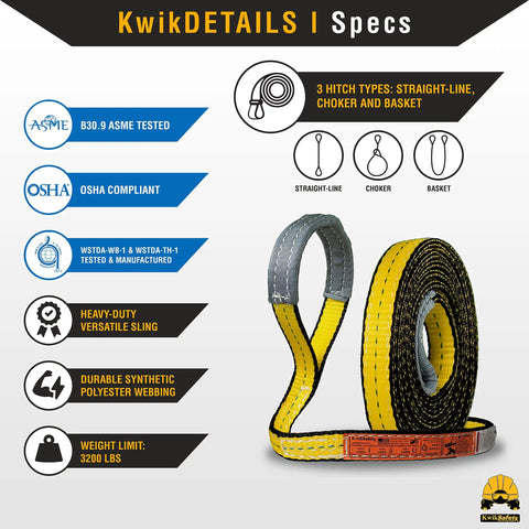 Beefy Heavy Duty 1x4 Poly Web Sling Two Pack Lifting Strap For Rigging Towing Moving Hoisting Gear ASME OSHA Rated Specs