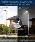 200W LED Parking Lot Light With Adjustable Slip Fitter, 28000LM 140LM Per Watt Shoebox Street Light illustrating dusk to dawn feature