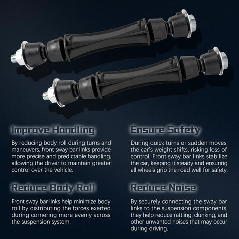 Front Sway Bar Link Kit For 2007 To 2016 Chevy Tahoe Avalanche Silverado 1500 Suburban And GMC Sierra 1500 Yukon Yukon XL Escalade Front Stabilizer Links Replacement K700432 25918049 5608020 K700538, pair