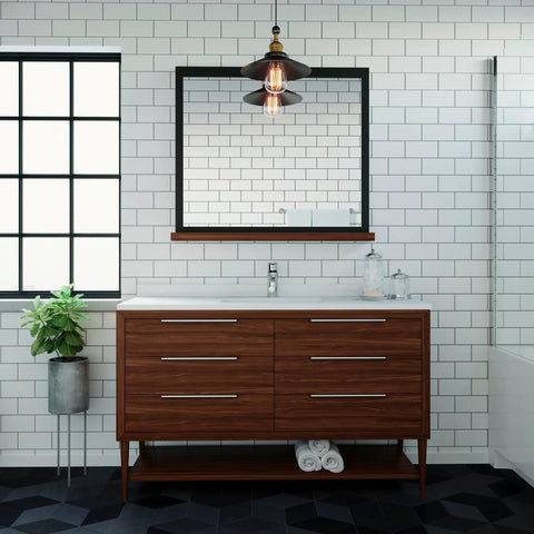 Modern Single Handle Bathroom Faucet For 1 Hole Sink In Polished Chrome With Pop Up Drain And Push And Seal Technology