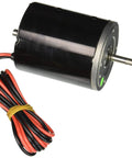 12 Volt Motor For Quiet Flush Electric Toilet Conversion No Fuss Install Marine Boat RV Toilet Pump Replacement With Quiet Operation And Durable 12V System Performance, close-up of black cylindrical motor with red and black wires