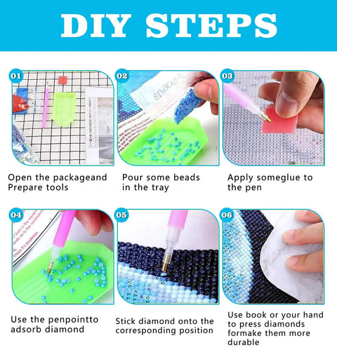 DIY steps for Skull Diamond Art Kit For Grown Ups 5D Full Drill Diamond Painting Kit For Beginners With Round Rhinestones