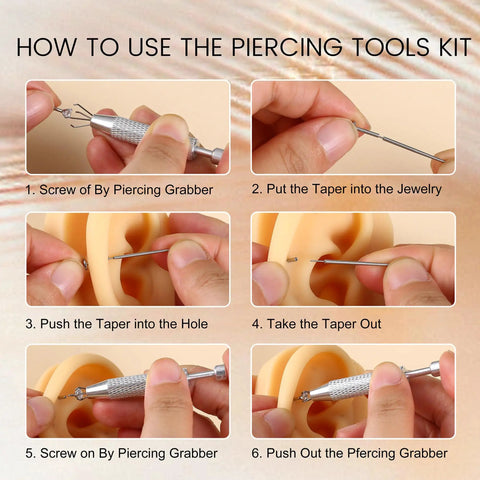 Step-by-step guide using Piercing Ball Grabber Reacher Tool for Jewelry and Small Parts 4 Claw Stainless Steel Pickup Tool
