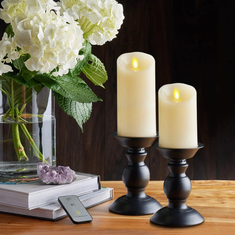 Flameless LED Ivory Pillar Candle With Real Wax Look, Battery Powered, Realistic Moving Flame, No Mess Safe Indoor Mood Lighting on table