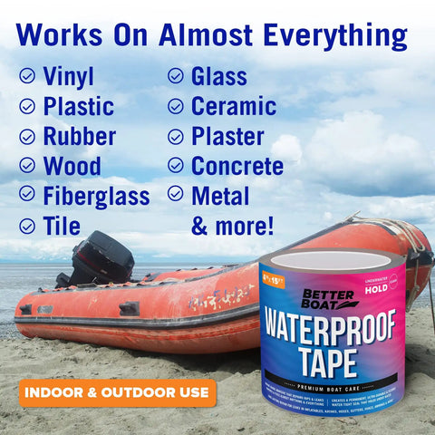 Clear Waterproof Tape For Leaks Heavy Duty Marine Grade Seal Tape 15 Ft By 4 In no mess invisible repair on beach with boat