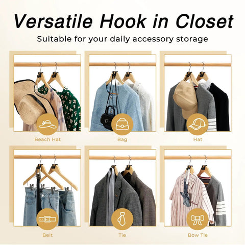 60 Pack Closet Space Saver Hooks Are A Straight Up Game Changer To Double Your Rack Capacity Vertically While Maximizing Hanging Space And Kicking Clutter Out The Door Forever Today, showing various accessories hanging.