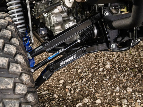 High Clearance Boxed Rear Radius Arms For Honda Talon 1000X And 1000X 4 2019 2020 Models With Seven Eighths Inch Adjustable Heim Joints High Strength Alloy Steel And Zinc Plated Chromoly Bushings For Tougher Smoother Handling on Honda Talon rear suspension