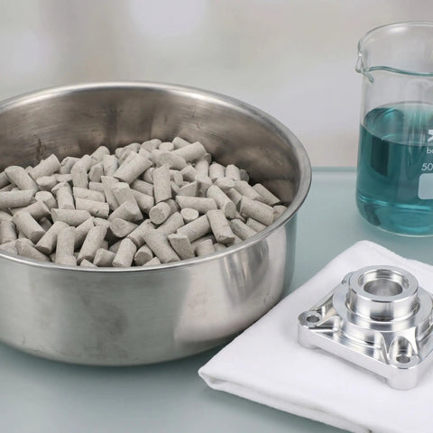 Cylinder Tumble Media For Silicon Carbide Polishing Pellets 440g Keeps Size Tight And Self Loss Low Works With Vibratory Bowls And Tumbler Grinders Ideal DIY Jewelry Making Metal Finishing Abrasive Pellets in bowl