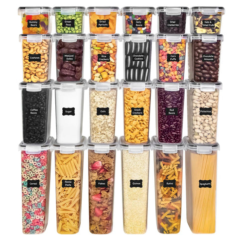 48 Piece Airtight Food Storage Containers Set With Lids, Clear Stackable Pantry Containers For Cereal And Dry Goods