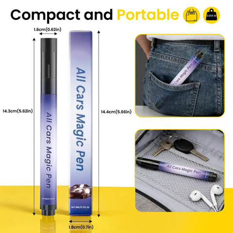 Real Talk Car Scratch Remover Pen For A Straight Up Rig Polish And Effortless Paint Touch Ups For All Exterior Colors And Weekend Warriors In A Twin Pack in compact size, stored in pocket.