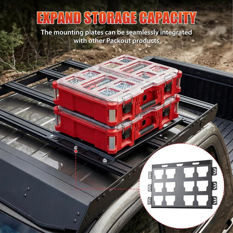 2 Pack Metal Mounting Plates With 100 Lb Load Capacity For Standard Tool Storage Boxes on truck bed rack