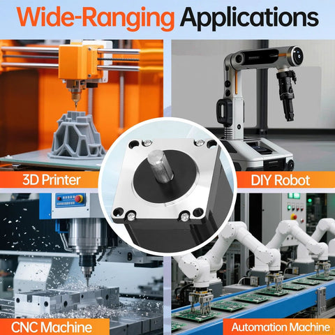 Versatile uses of 3.5Nm Nema 23 Stepper Motor in CNC, 3D printing, and robotics.