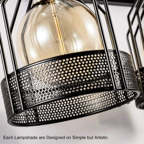 Close-up of the Industrial Vanity Light Plug In Three Light Retro Cage Wall Sconce With Metal Shade Corded Vintage Indoor Lighting