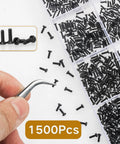 1500 Pcs Tiny Micro Repair Screws Set Black Carbon Steel Phillips Pan Head M1 To M1.7 Assortment