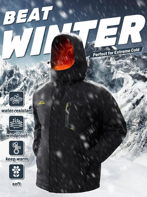 Men's Winter Jacket With Hood For Skiing And Snowboarding Stay Warm All Day Warm Fleece Lining Water Resistant Rain Jacket