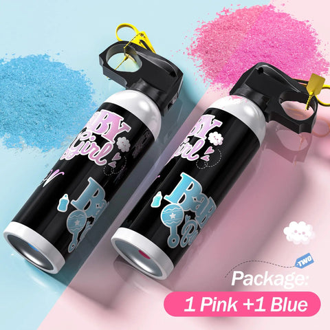 Ultimate Gender Reveal Fire Extinguisher Color Blaster Kit Featuring Safe Pink And Blue Powder with Pink and Blue Powders.