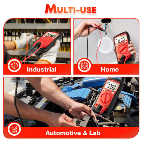 All Purpose Digital Multimeter 4000 Counts Auto Range used in industrial, home, automotive, and lab settings