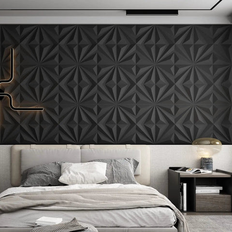 Dope 3D Star Textured PVC Wall Panels White Decor Tiles Pack of 12, 19.7 x 19.7 Inches Each, Covers 32 Sq Ft, Easy Install in bedroom